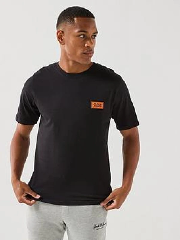 Image of jack & jones Rush Crew Neck Short Sleeve T-Shirt Black Cotton S
