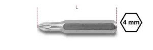 image of Beta Tools 1256PZ Individual Pozidriv Screwdriver Bit (4mm Hex Shank) PZ0