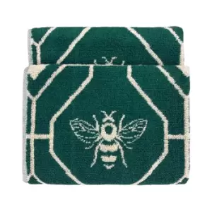 image of Bee Deco Geometric Jacquard Hand Towel Emerald