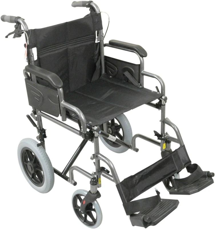 Image of Aidapt Deluxe Attendant Propelled Steel Wheelchair Hammered Effect Grey