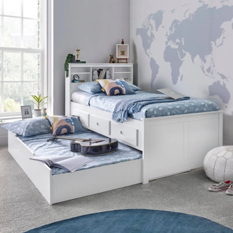 Image of Bedmaster Venus Guest Bed With Drawers And Trundle With Pocket Mattresses White