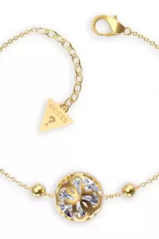 Guess Jewellery Ladies Bracelet. 15mm Centre 4G & White Cz Yellow Gold Tone