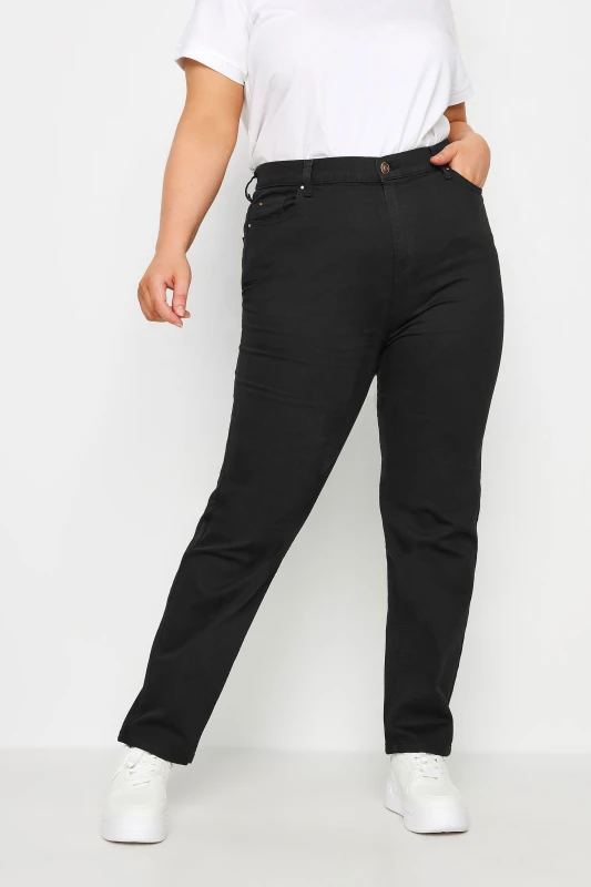 Image of Yours Womens Straight Leg RUBY Jeans in Black Size: 32S Black Female 32S