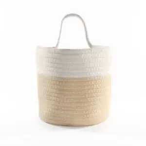 Image of Hanging Cotton Rope Basket Cream & White M&W