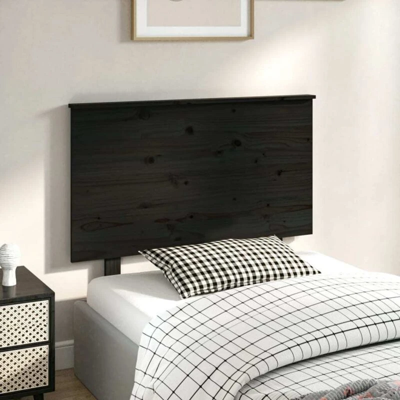 Image of Vidaxl Bed Headboard Black 94X6X82.5cm Solid Wood Pine, Black 819154