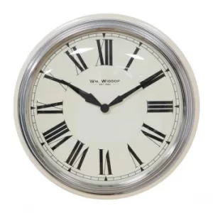 Wm. Widdop Wall Clock Deep Chrome Case Roman Numerals