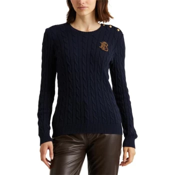 image of Lauren by Ralph Lauren Knitted Crest Jumper - Lauren Navy