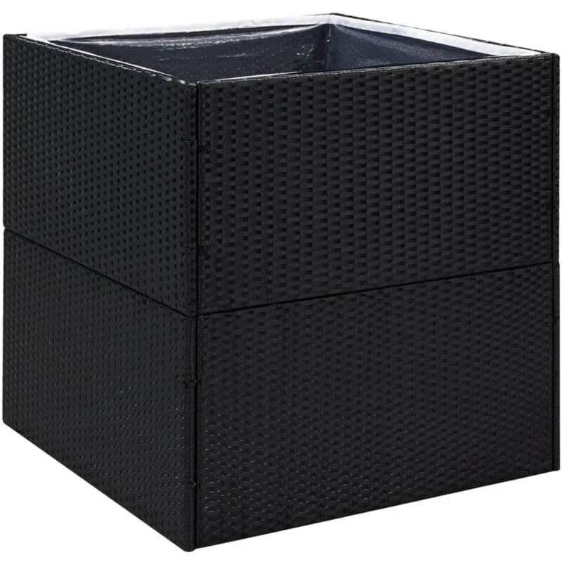 Image of vidaXL Garden Planter Black 80x80x80cm Poly Rattan, Black 319173