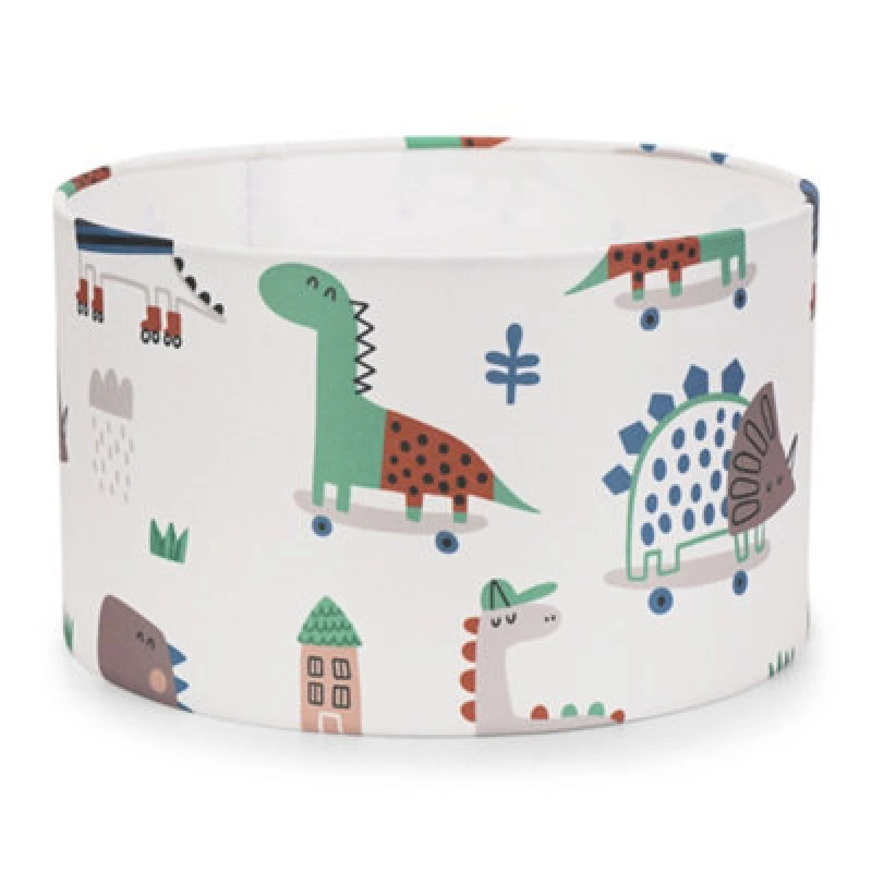 Image of ValueLights Dino Childrens Nursery Drum Ceiling Table Floor Light Lamp Shade Multi
