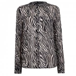 image of SET Animal Print Blouse - Black White 0991