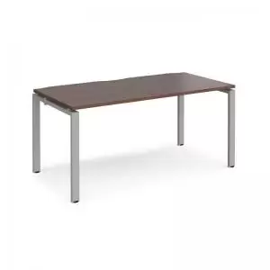 image of Adapt single desk 1600mm x 800mm - silver frame and walnut top