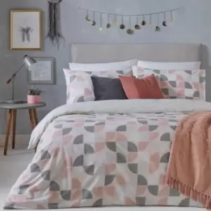 Image of Furn Luna Geometric Print Duvet Cover Set, Blush, Double