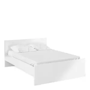 image of Naia Double Bed Frame, High Gloss White