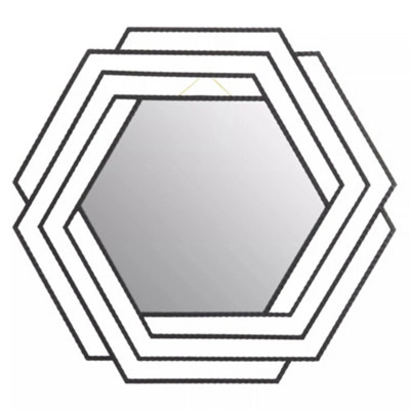 Image of Orsina Beauly Black Finish Hexagonal Wall Mirror