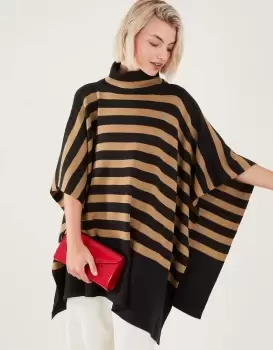 image of Accessorize Womens Stripe Roll Neck Poncho Multi, Size: 100x150cm