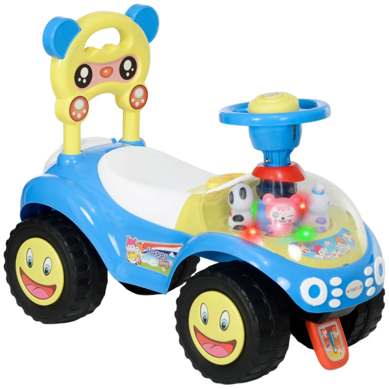 Image of AIYAPLAY Ride on Toy, Foot to Floor Design with Music, Light, Horn, Blue 370-360V00BU