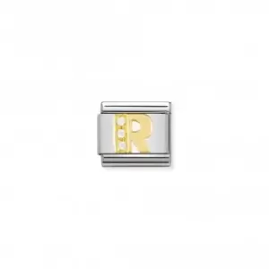 Image of Nomination Composable Classic Letters Gold Cubic Zirconia R Link 030301/18