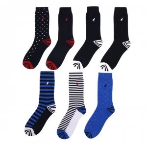 Image of Kangol Formal Socks 7 Pack Ladies - Navy Pattern