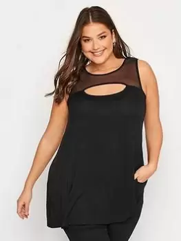 Image of Yours Mesh Cut Out Vest. Black, Size 38-40, Women