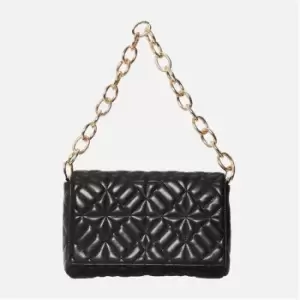 image of Missguided Quilted Chain Detail Shoulder Bag - Black