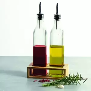 image of Oil & Vinegar Bottle Set with Stand Brown