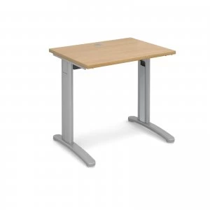 image of TR10 Straight Desk 800mm x 600mm - Silver Frame Oak Top