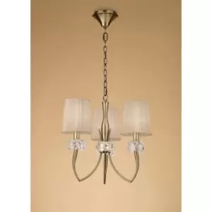 Image of Loewe pendant light 3 E14 bulbs, antique brass with bronze lampshades
