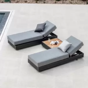 Image of Harbour Lifestyle Panama 3 Seat Sofa With Sun Lounger Feature - Washed Grey