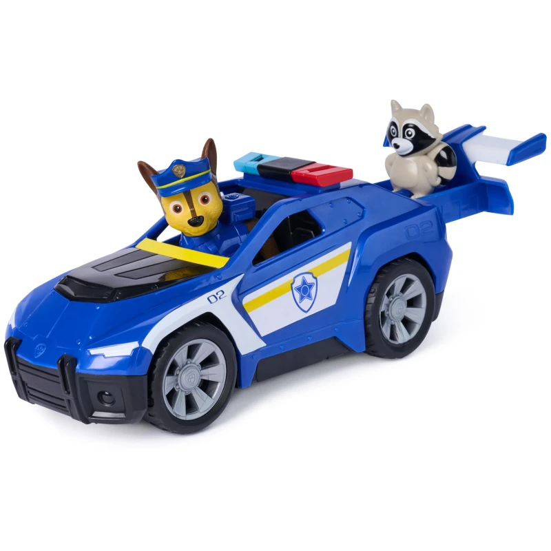 Image of PAW PATROL - Search & Rescue: Chase' Rescue Cruiser Polizei-Fahrzeug mit Ruckziehmotor ca. 15cm inkl. Hunde-Figur & Waschbar detailgetreues Desig