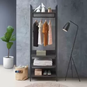Image of Zahra Open Wardrobe With Four Shelves - Black