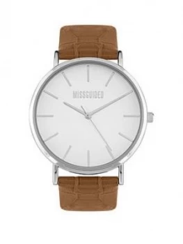 Missguided Missguided White Dial Tan Strap Watch