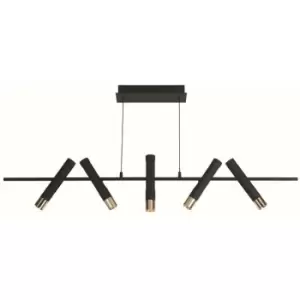 Image of Searchlight Cylinder 5 Light Bar Ceiling Pendant, Black & Gold