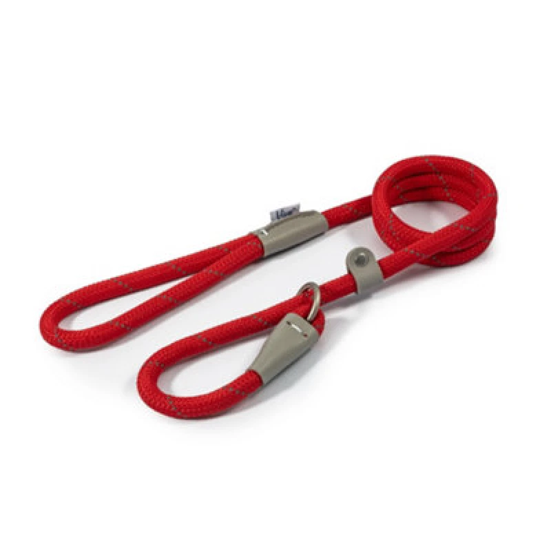 Image of Ancol Viva Reflective Rope and Real Leather Slip Dog Lead Pink unisex