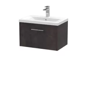 image of Hudson Reed Juno 600mm Wall Hung 1 Drawer Vanity & Mid-Edge Basin - Metallic Slate