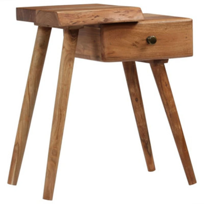 Image of vidaXL Solid Acacia Wood Bedside Table 45x32x55cm Bedroom Nightstand Cabinet