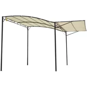 Image of Metal Gazebo Awning Wall Mount Canopy Sunshade Outdoor Shelter Cream White - Outsunny