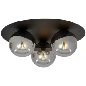 image of Emibig Solar Black Globe Ceiling Light with Graphite Glass Shades, 3x E14