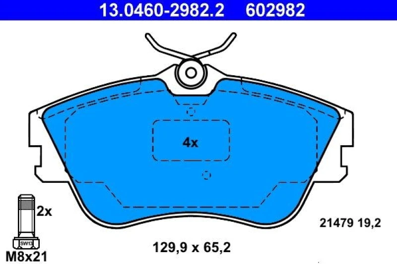 Image of ATE 13.0460-2982.2 Brake pad set excl. wear warning contact, with brake caliper screws Brake Pad Set,disc brake (402)