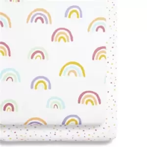 image of Snuz Bedside Crib 2 Pack Fitted Sheets - Colour Rainbow