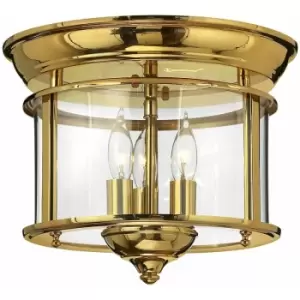 image of Loops - 3 Bulb Flush Light Low Ceiling Highly Polished Brass Finish LED E14 40W Bulb