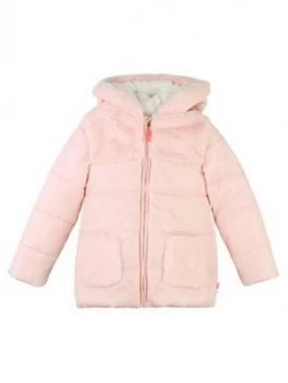Image of Billieblush Girls Faux Fur Padded Coat - Pink
