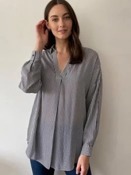 image of Wallis Stripe Print Shirt - Monochrome, Mono Size M Women