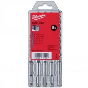 image of Milwaukee 5 Piece SDS Plus Masonry Drill Bit Set