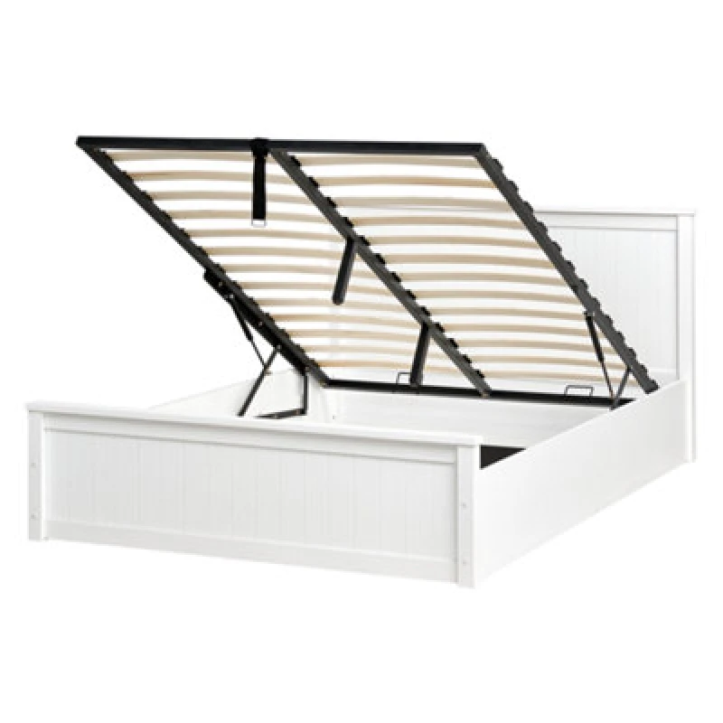 Image of Beliani Ottoman Bed Pine Wood Lambres 140 X 200 Cm (Eu Double) White