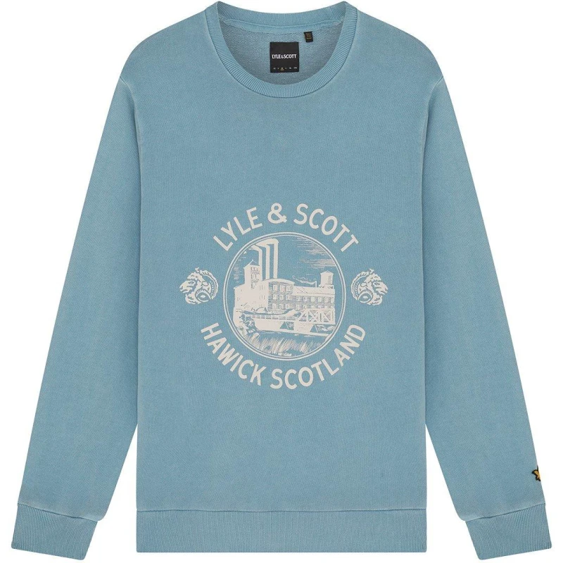 Image of Lyle and Scott Mens Crew Sweatshirt Skipt Blue male XS