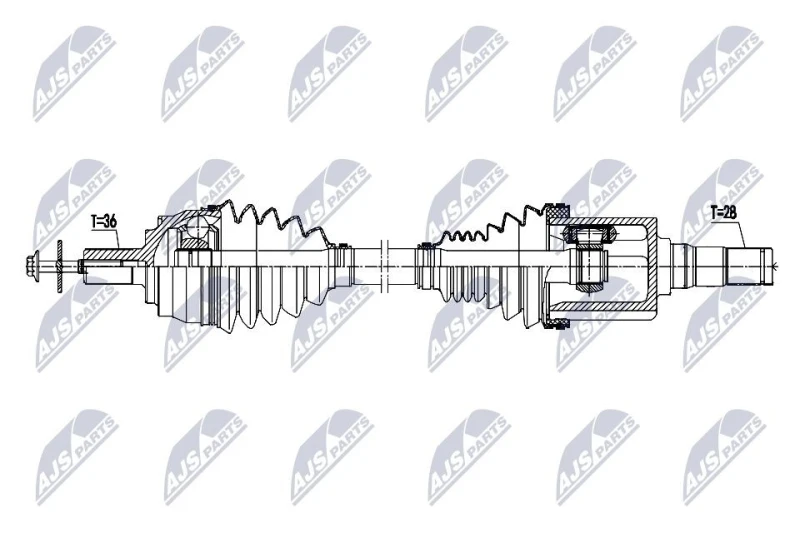 Image of NTY NPW-VV-162 Drive shaft Automatic Transmission, Front Axle Left Drive Shaft (13)