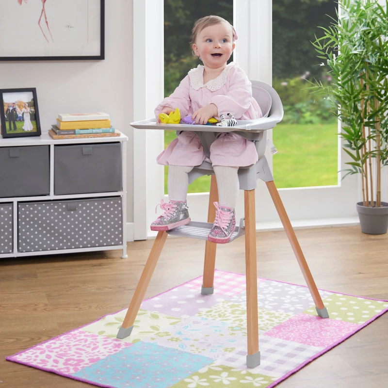 Image of Liberty House Toys Kids Highchair - Grey and Beechwood, Grey LHT8902GR