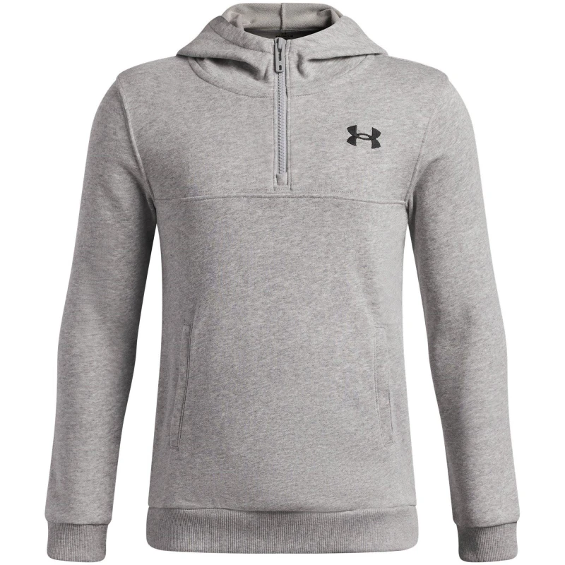 Image of Under Armour Kids Rival Quarter Zip Hoodie Grey/Black male 13 (XL)