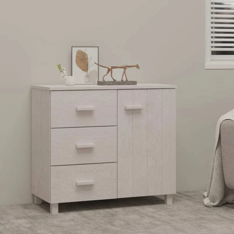 Image of VIDAXL Sideboard HAMAR White 90x40x80cm Solid Pinewood vidaXL 8720286817759