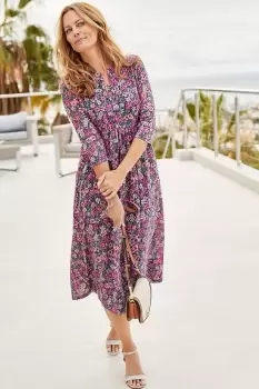 Image of Burn Out Jersey Print Midi Dress